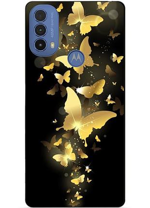 Силіконовий чохол бампер для motorola moto e40 з малюнком золоті метелики метелики метелики