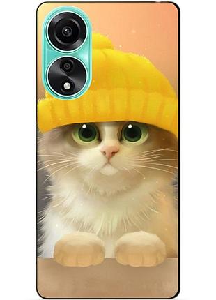 Силіконовий чохол бампер для oppo a78 з малюнком котик у шапці