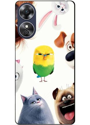 Силиконовый бампер чехол для oppo a17 с рисунком тайная жизнь домашних животных