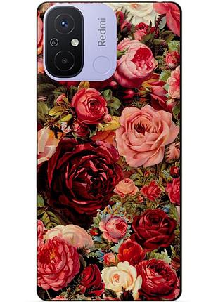 Силіконовий бампер чохол для xiaomi redmi 12c з малюнком червоні троянди