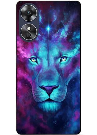 Силиконовый бампер чехол для oppo a17 с рисунком космический лев