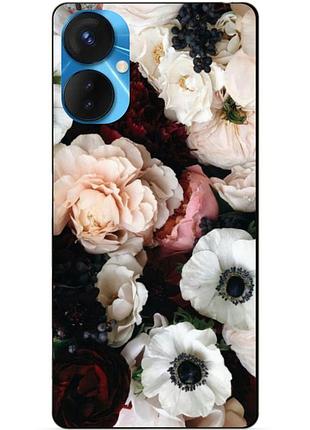 Силіконовий бампер чохол для tecno spark 9 pro з малюнком білі маки