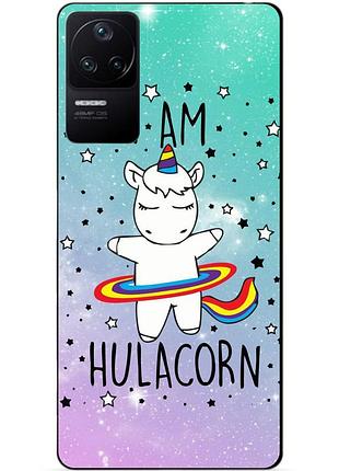 Силиконовый бампер чехол для xiaomi poco f4 с рисунком единорог