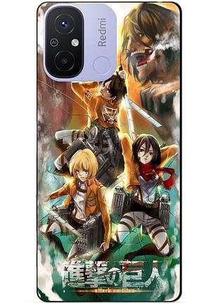 Силіконовий бампер чохол для xiaomi redmi 12c з малюнком атака на титанів