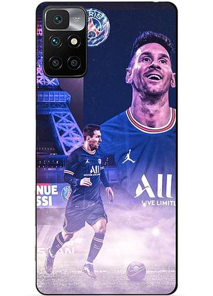 Силиконовый бампер чехол для xiaomi redmi 10 с рисунком messi psg