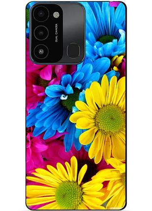 Силіконовий бампер чохол для tecno spark go 2022/spark 8c з малюнком хризантеми