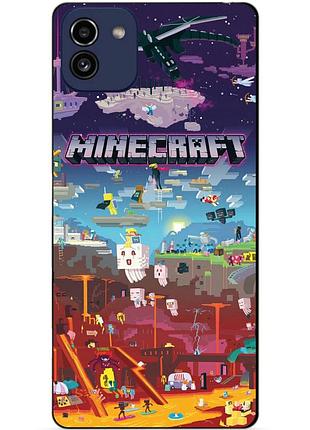 Силиконовый бампер чехол для samsung a03 с игрой minecraft