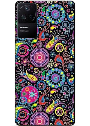 Силиконовый бампер чехол для xiaomi poco f4 с рисунком восточные узоры