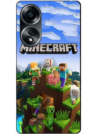 Силиконовый бампер чехол для oppo a58 с рисунком minecraft майнкрафт