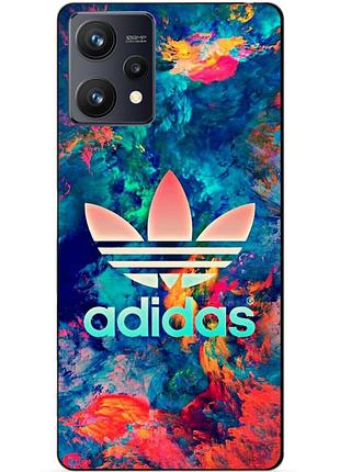 Силиконовый чехол бампер для realme 9 / 9 pro plus с рисунком адидас
