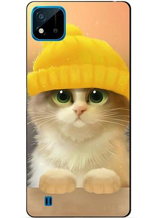 Силіконовий чохол бампер для realme c11 2021 з малюнком котик в шапці