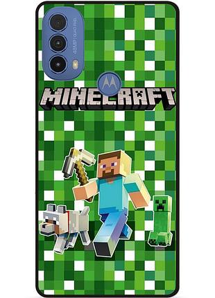 Силіконовий чохол бампер для motorola moto e30 стів minecraft кріпер майнкрафт