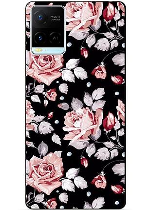 Силіконовий бампер чохол для vivo y21/y33s з малюнком троянди