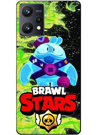 Силиконовый бампер чехол для realme 9 / 9 pro plus с героем бравл силовая лига нокаут скуик