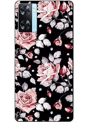 Силиконовый бампер чехол для oppo a57s с рисунком розы