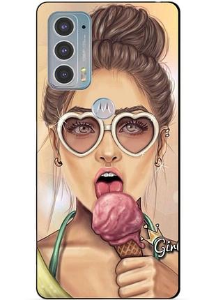 Силиконовый чехол бампер для motorola edge 20 с рисунком мороженое
