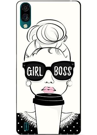 Силиконовый бампер чехол для zte blade a51 lite с рисунком girl boss