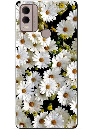 Силиконовый чехол бампер для nokia c22 с рисунком ромашки цветы