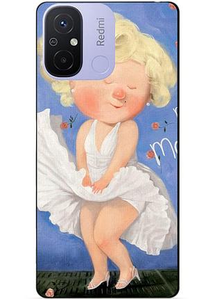 Силиконовый бампер чехол для xiaomi redmi 12c с рисунком мерлин монро
