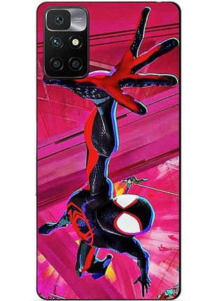 Силиконовый бампер чехол для xiaomi redmi 10 с рисунком spider man