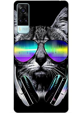 Силиконовый бампер чехол для vivo y31 / y53s с рисунком кот в очках