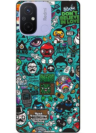 Силіконовий бампер чохол для xiaomi redmi 12c з малюнком стикери