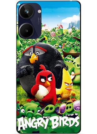 Силіконовий чохол бампер для realme 10 з малюнком angry birds енгрі бердс