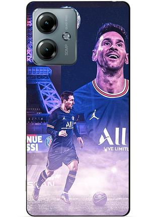 Силиконовый чехол бампер для motorola moto g14 с рисунком messi psg месси