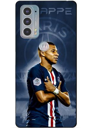 Силиконовый бампер чехол для motorola edge 20 с рисунком мбаппе псж mbappe