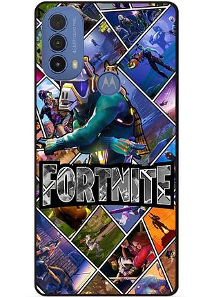 Силіконовий чохол бампер для motorola moto e30 з картинкою фортнайт fortnite