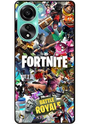 Силиконовый чехол бампер для oppo a78 с картинкой fortnite фортнайт