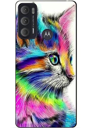 Силіконовий чохол бампер для motorola moto g60 з малюнком акварельний кіт