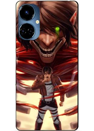 Силіконовий бампер чохол для tecno camon 19/19 pro з малюнком attack on titan
