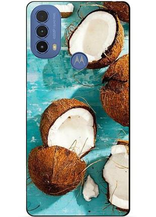 Силиконовый чехол бампер для motorola moto e40 с рисунком кокосы