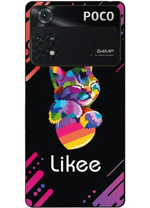 Силиконовый бампер чехол для xiaomi poco m4 pro 4g с рисунком likee