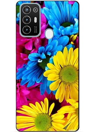 Силиконовый бампер чехол для zte blade a52 с рисунком хризантемы