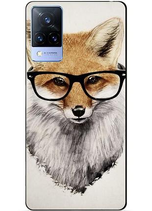 Силиконовый бампер чехол для vivo v21 с рисунком лиса