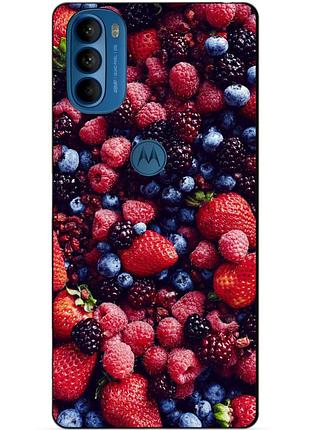 Силиконовый чехол бампер для motorola moto g41 с рисунком ягоды