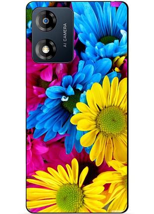 Силиконовый чехол бампер для motorola moto e13 с рисунком хризантемы цветы