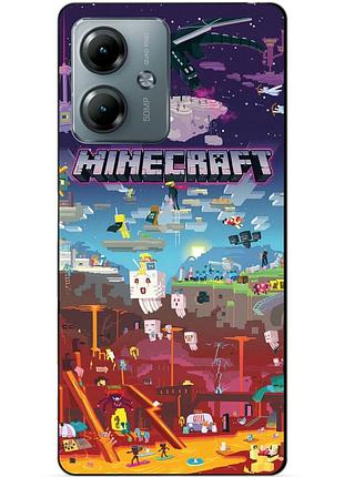 Силиконовый чехол бампер для motorola moto g14 игра minecraft майнкрафт