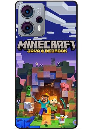Силиконовый чехол бампер для motorola moto g13 с картинкой майнкрафт minecraft