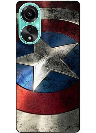 Силиконовый чехол бампер для oppo a78 с рисунком капитан америка супергерой marvel