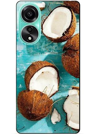 Силиконовый чехол бампер для oppo a78 с рисунком кокосы