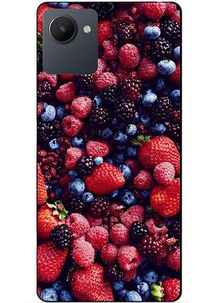 Силиконовый чехол бампер для realme c30s с рисунком ягоды