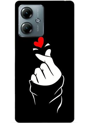 Силиконовый чехол бампер для motorola moto g14 с рисунком знак любви