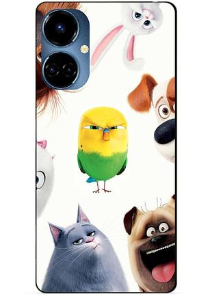 Силиконовый бампер чехол для tecno camon 19/19 pro с рисунком тайная жизнь домашних животных