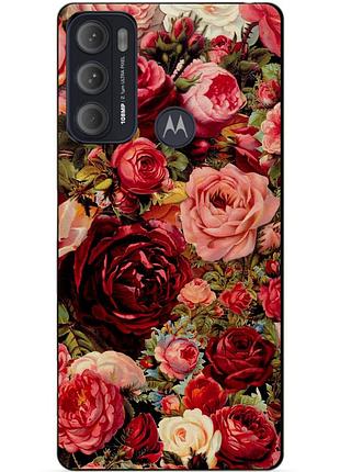 Силіконовий чохол бампер для motorola moto g60 з малюнком червоні троянди квіти