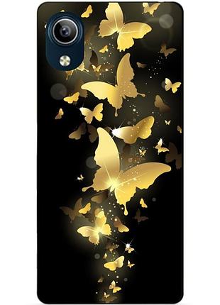 Силиконовый чехол бампер для vivo y1s с рисунком золотые бабочки мотыльки