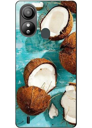 Силиконовый чехол бампер для zte blade l220 с рисунком кокосы