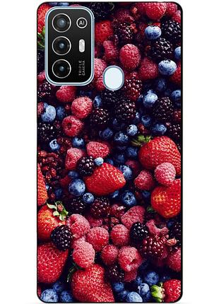 Силиконовый бампер чехол для zte blade a52 с рисунком ягоды